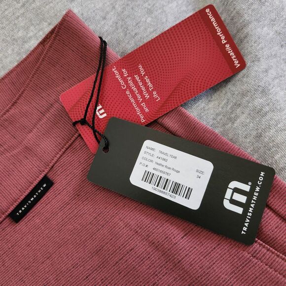 Travis Mathew Travel Year Shorts Men 34 RoanRouge Golf Stretch Performance NWT - Picture 3 of 16